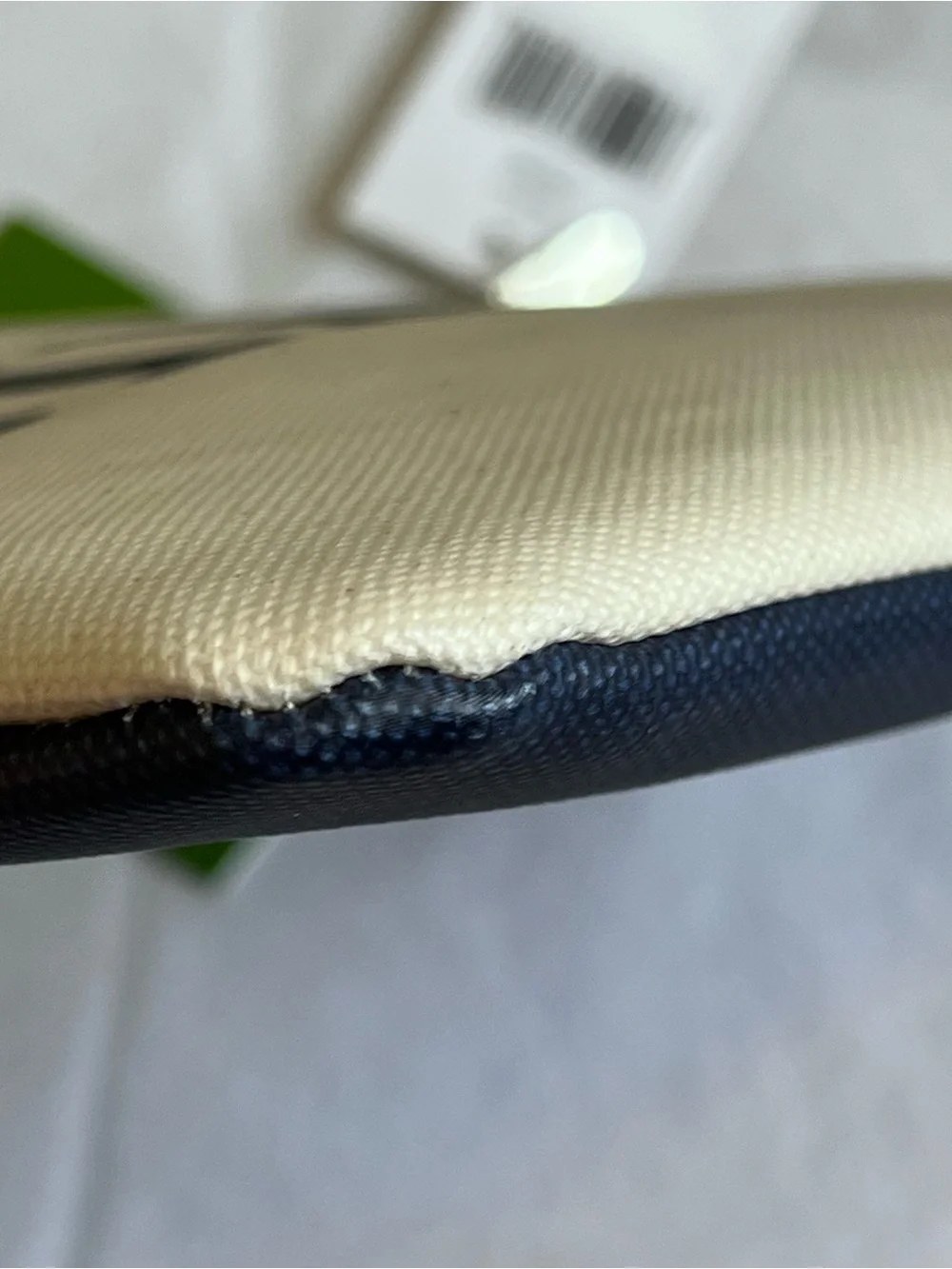 kate spade Coated Canvas Birdie Bogey Pouch NWT Navy/ Cream Discoloration FLAWED